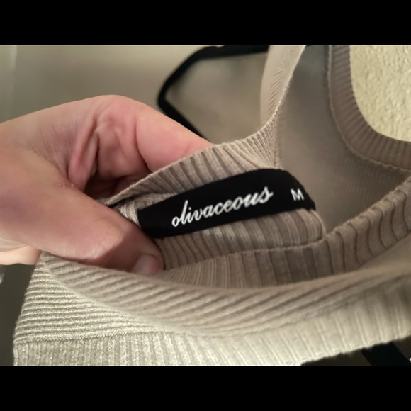 Keyhole Ribbed MIDI Bodycon dress beige, Olivaceous - Picture 3 of 4